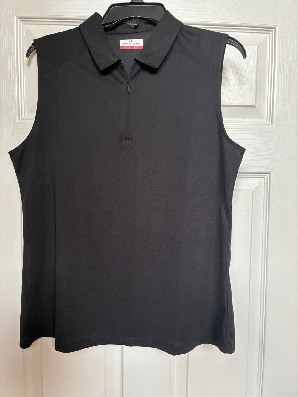 Grand Slam Women's Black Sleeveless Polo Tank with Zip